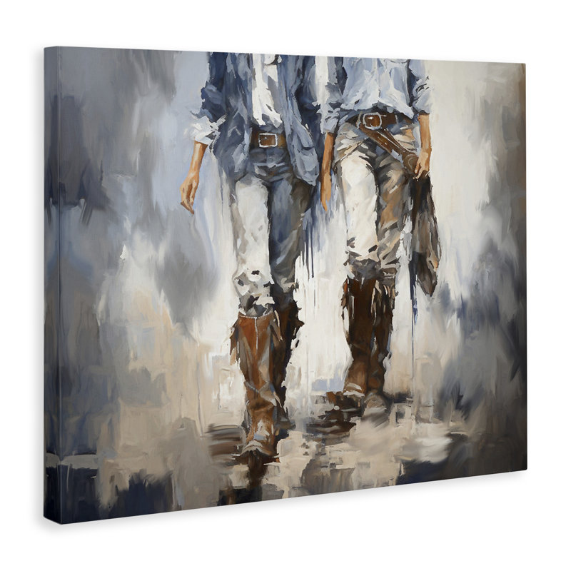 Art romantique sur toile, "Romantic Cowboy bottes" par Ramona Murdock, H 36 po x l 48 po