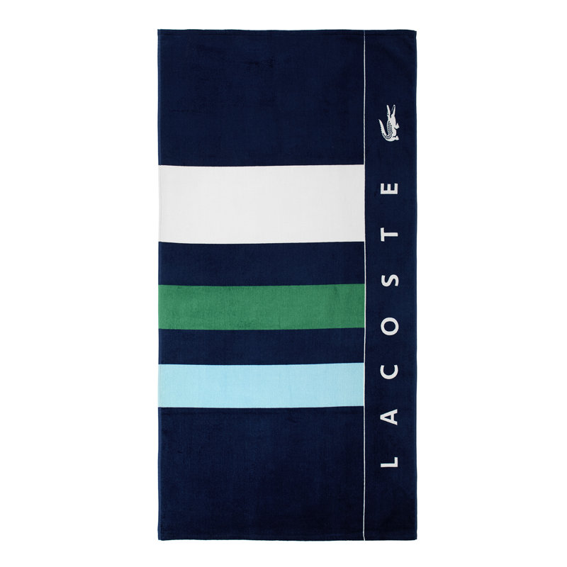 Lacoste Oversized Cotton Beach Towel 36x72, Sporty Stripe