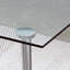 Ensemble de table et de chaises. Ensemble de table de salle à manger moderne et luxueux en verre trempé rectangulaire avec 6 chaises en plastique transparent avec pieds en métal argenté. Apportez une expérience de maison confortable à la cuisine.-1615505175