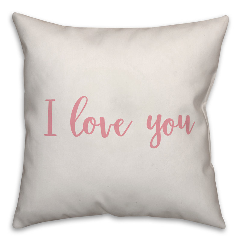  Coussin décoratif I Love You, Coussin décoratif, Blanc / rose