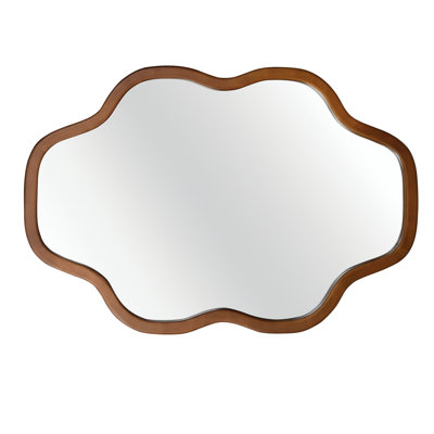 20"x30" Cloud Shape Solid Wood Franme Decorative Mirror,Irregular Wooden Framed Decorative Vanity Mirror, Rustic Farmhouse Accent Mirror for Bathroom,