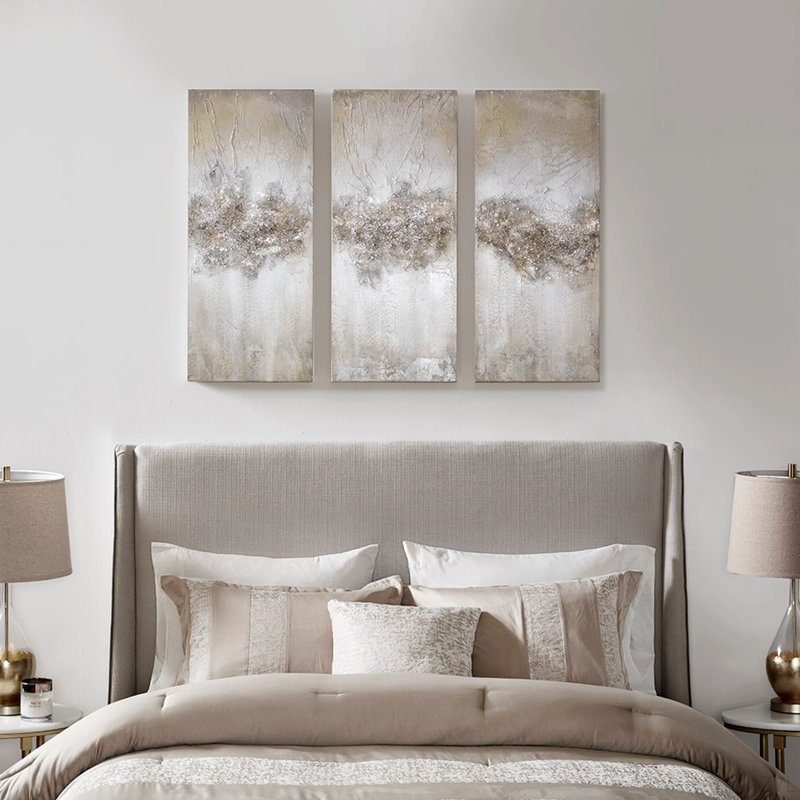 Ensemble de 3 toiles embellies