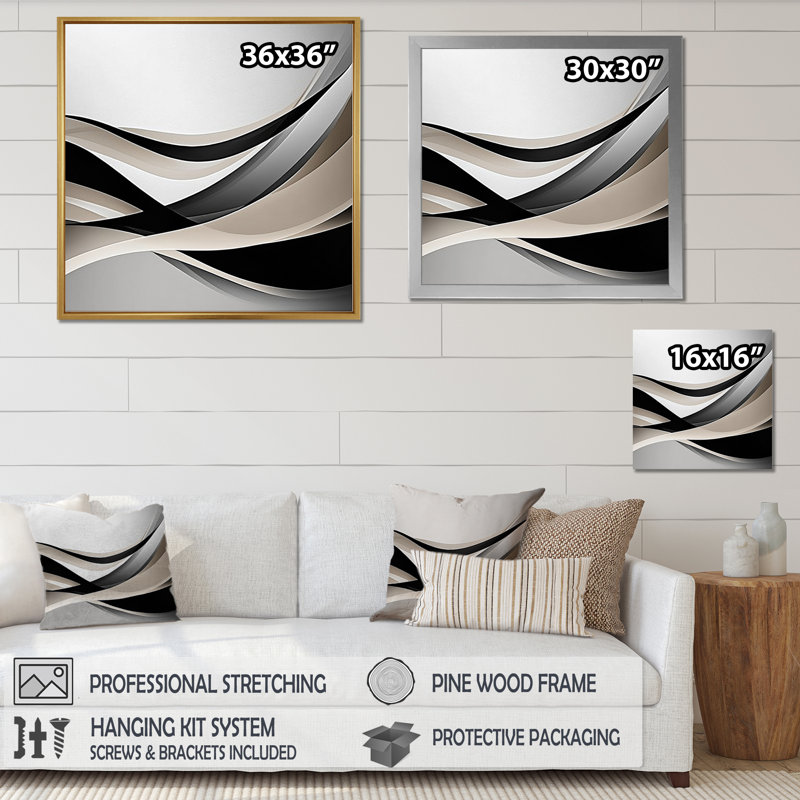 Minimal Geometric Rift II - Abstract Minimalisme, impression d'art mural, H 16 po x l 16 po, Black