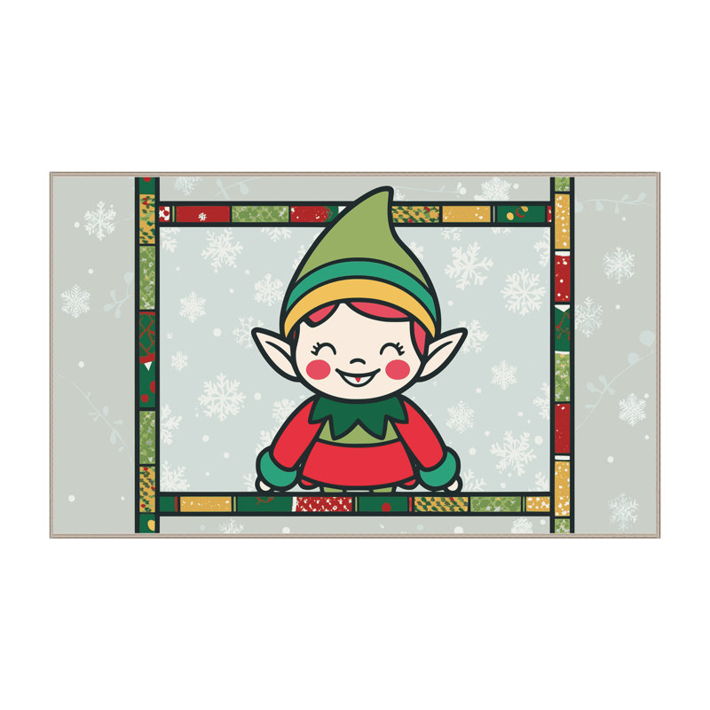 Tapis de vacances d'hiver de Noël lavable The Holiday Aisle®, Rectangle de 5 pi x 8 pi