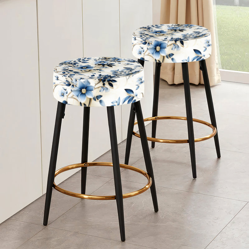 Ensemble de 2 tabourets de bar en filigrane bleu cobalt