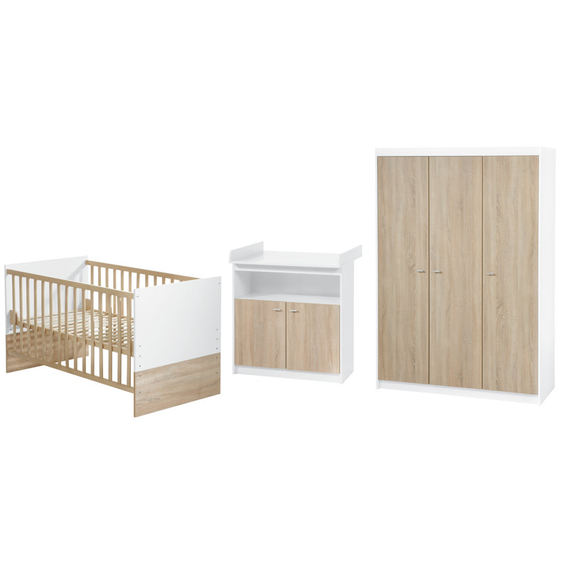 Gabriella Cot Bed 3-Piece Nursery Furniture Set, Standard (H 98cm x W 88cm x D 75cm)