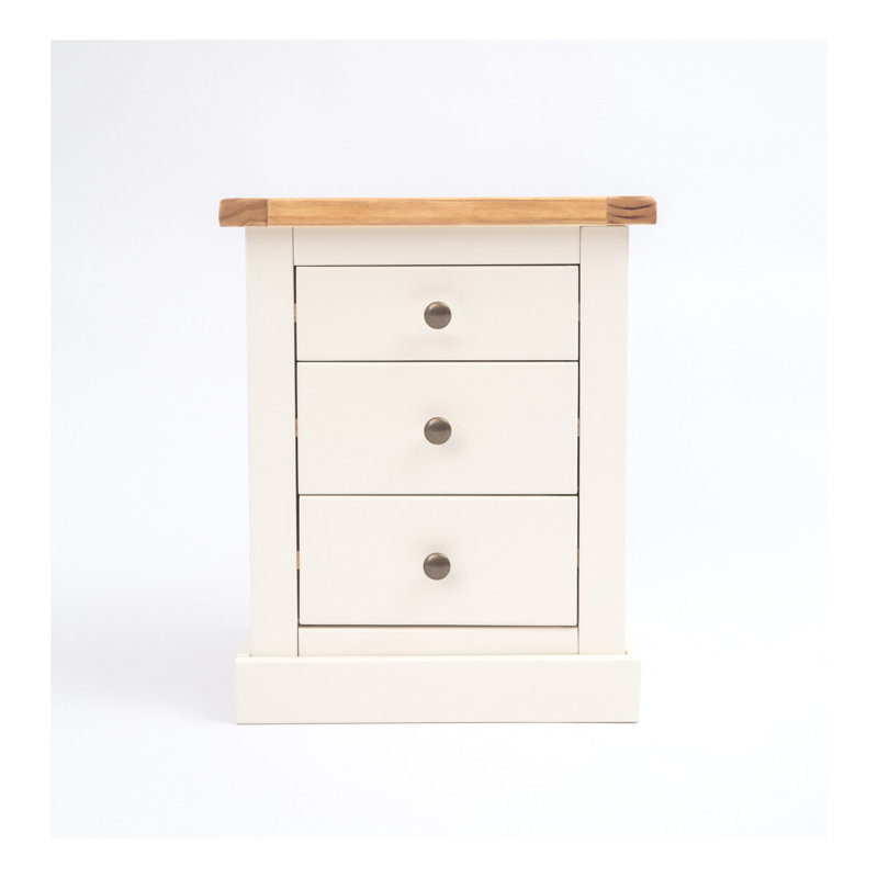 Clarke 45cm W Plywood / Laminate Board Bedside Table, White/Antique Brass