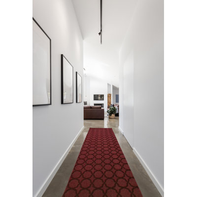 Tapis touffeté à motif géométrique rouge chili