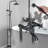 Deluxe Polished Chrome Brass Floor Standing Bathroom Bathtub Faucet Shower Set Double Handle Swivel Spout 150cm Shower Hose Hot & Cold Water Mixer-119418242