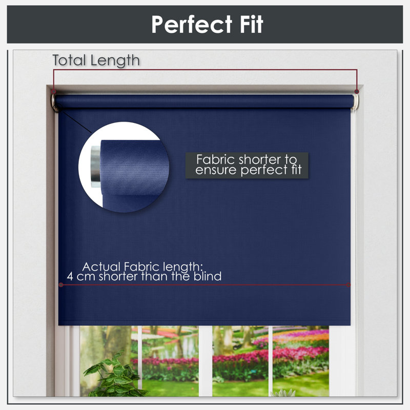Blackout Roller Shade, 150cm W x 165cm L, Navy