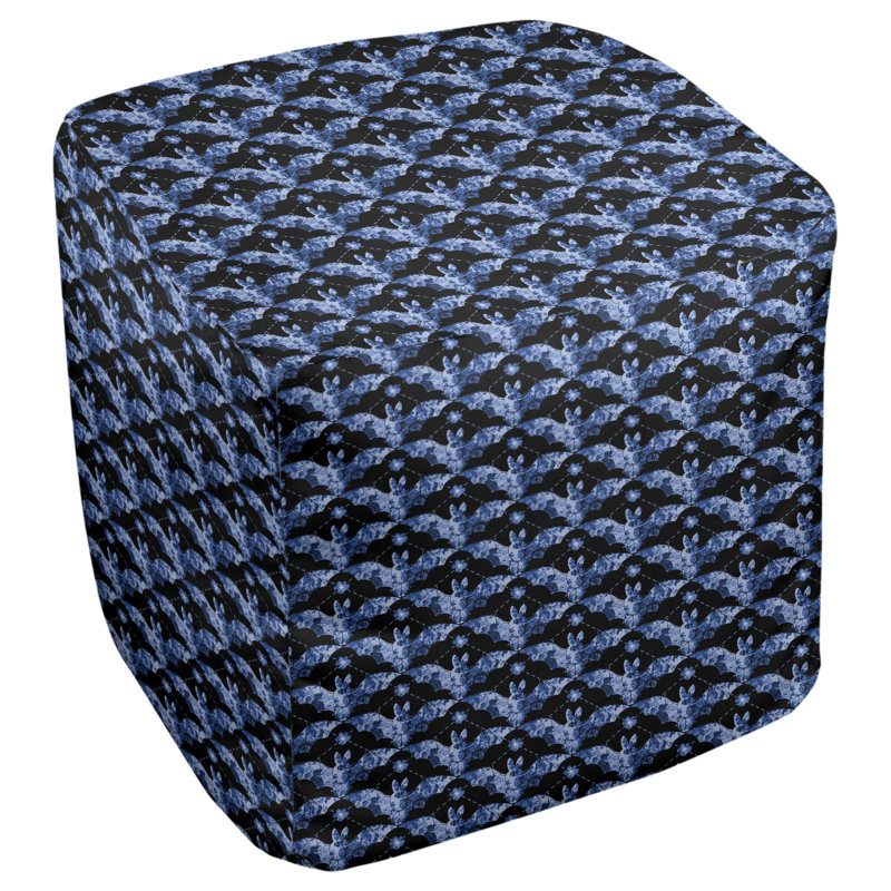 Repose-pieds cube à roussettes Leffel, H 19,5 po x L 117 po x P 20 po, Bleu / noir