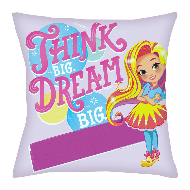 Coussin décoratif Sunny Day avec housse amovible "Think Big Dream Big On" rose