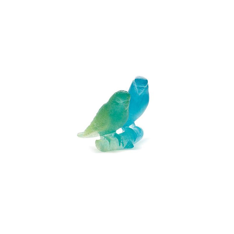 Budgerigars Bird Couple Figurine, Blue
