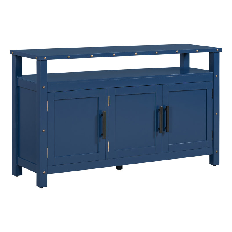 Buffet de rangement 55 po Modern, Buffet de rangement moderne bleu en bois 55 "