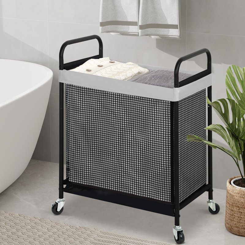 100L Rolling Laundry Sorter Cart with Removable and Washable Liner Bag, Light Gray, 29.1" H x 23.1" W x 13.8" D