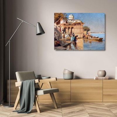 "Along the Ghats, Mathura" by  Edwin Lord Weeks - Gallery Wrap Canvas Wall Art