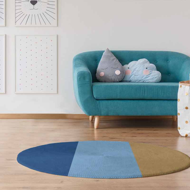 Chenille Striped Indoor Rug, Round 5'