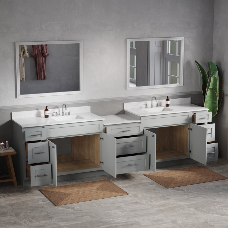 Meuble-lavabo double 120 po Shaker, 121", Gris