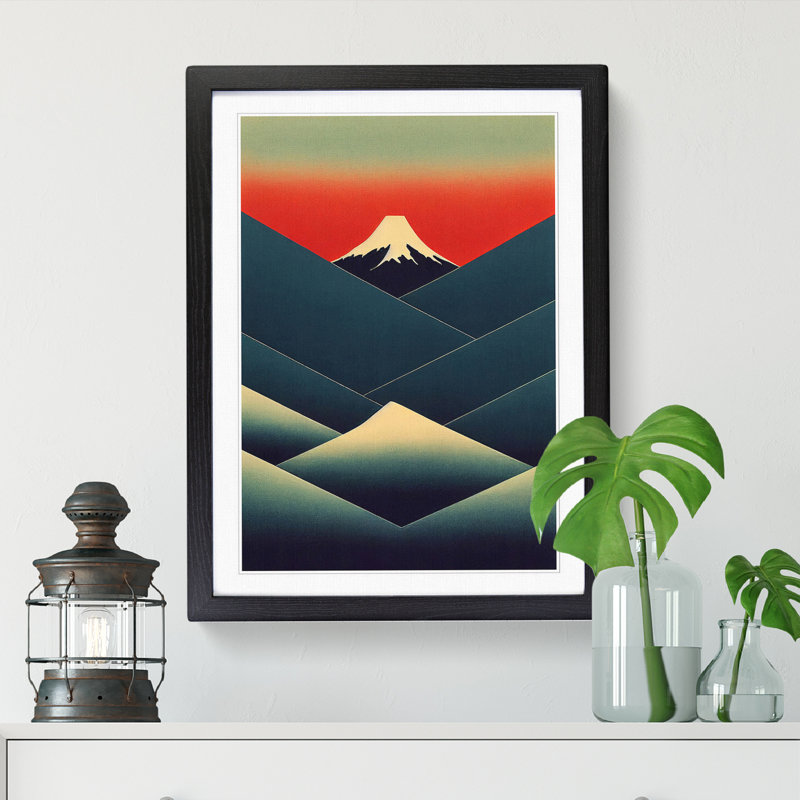 Liena Japanese Mountains Bauhaus 1 Piece Wall Art, 46cm H x 2cm W x 3cm D, Oak