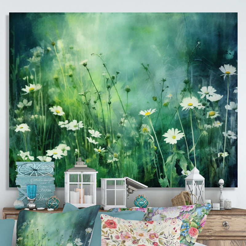Pré vert à fleurs sauvages, Toile tendue, H 34 po x l 44 po x P 1,5 po