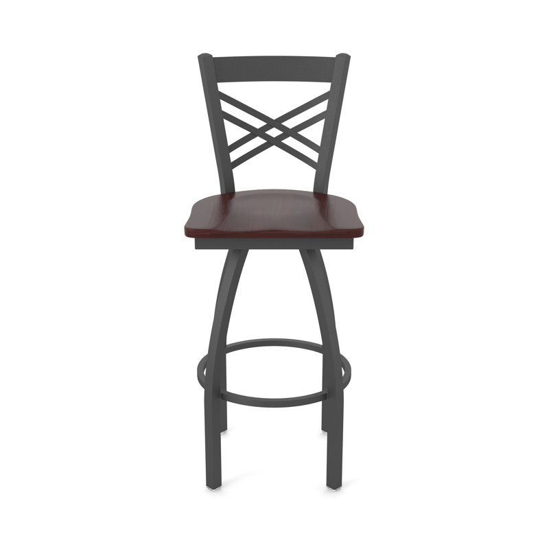 Tabouret tournant 820 Catalina, Étain, Bois - Érable cerise foncée, Très grand (assise de 36 po de hauteur)