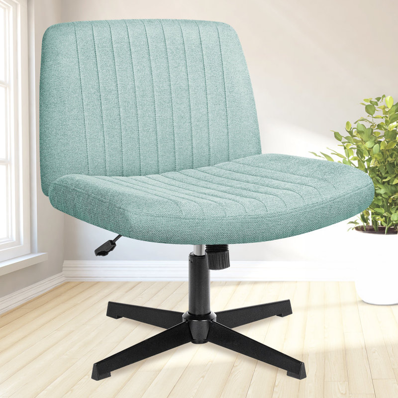 Taneha Wide Seat Armless Criss Cross Legged Office Desk Chair, Mint