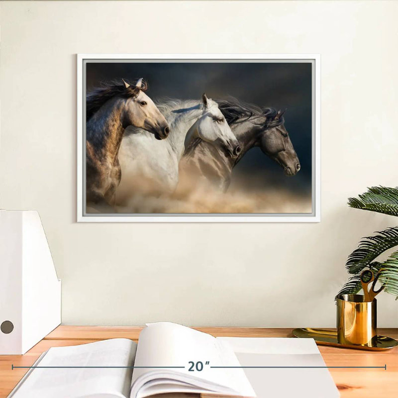 Chevaux magnifiques, Cadre flottant blanc, 13 po x 9 po