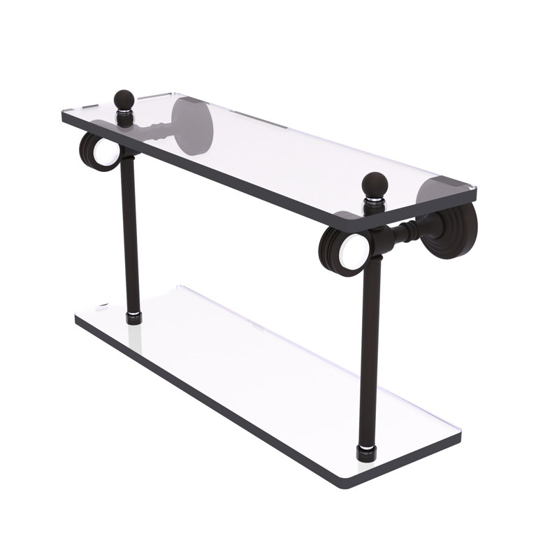 Jarrell 2 Piece Glass Tiered Shelf, 5.12" H x 16" W x 9.3" D, Oil Rubbed Bronze