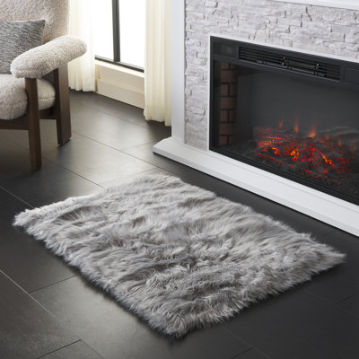 Tapis gris fait à la main Contrella