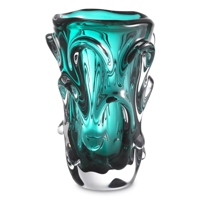 Aila Handmade Glass Table Vase, 12.1254'' H x 7.87'' W x 7.87'' D, Clear