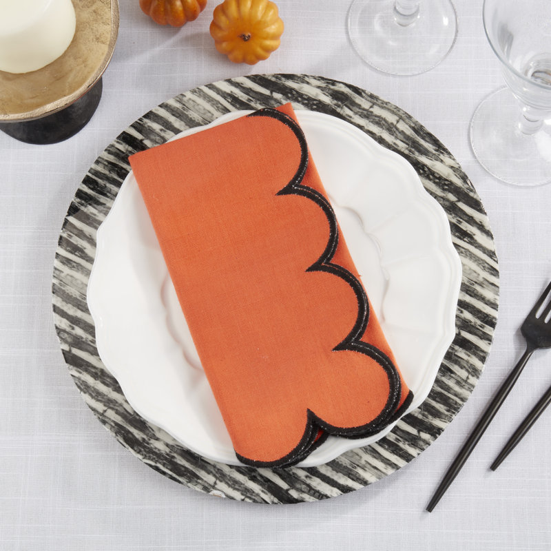 Sweet Edge Scalloped Napkin (Set of 4), Orange