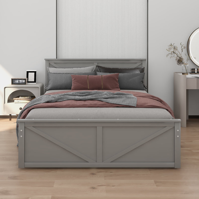 Platform Storage Bed, King, Gray