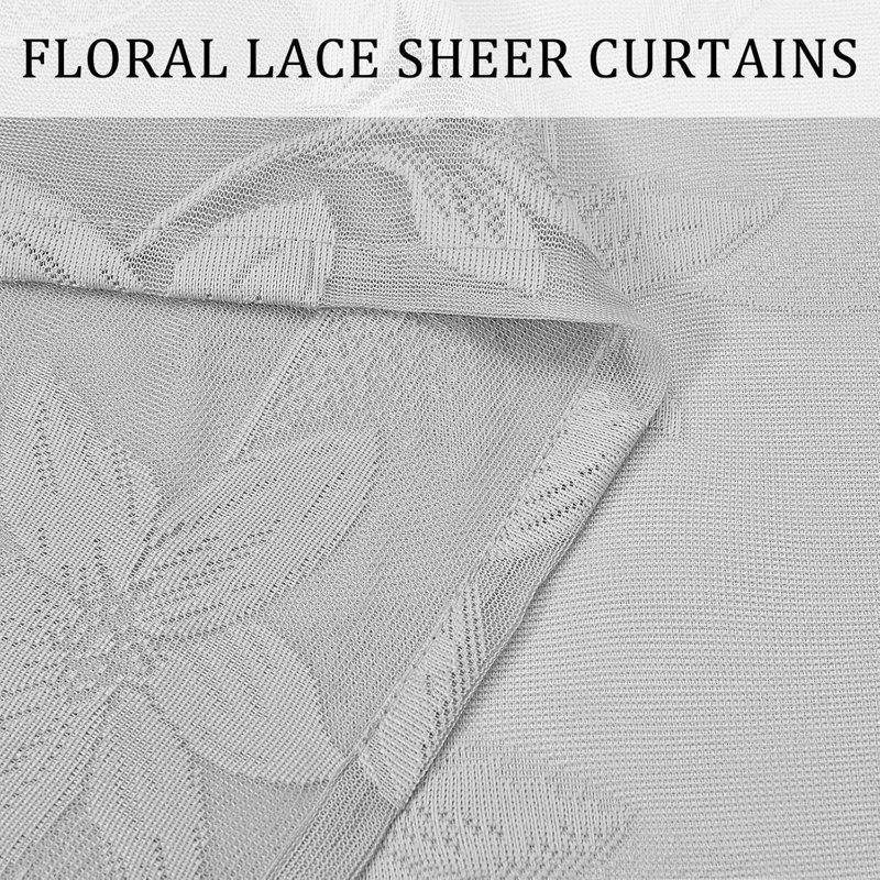 Rideaux transparents avec passe-tringle 2 panneaux, Dentelle ivoire, l 42 po x L 45 po