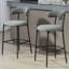 Tabouret de bar 26 po à hauteur de comptoir avec housse en tissu pour îlot de cuisine avec base thermolaquée noire et repose-pieds (gris)-1673104624