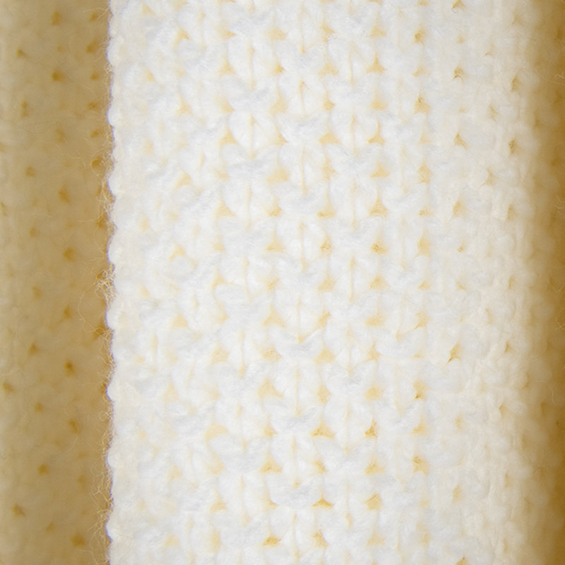 Mustard and Cream Acrylic Knit Throw with Tassels