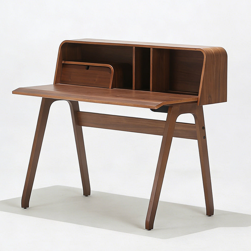Minimalist Solid Wood Writing Desk with Built In Storage