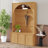 Hall Tree Entryway Organizer, Storage Bench With 3 Cabinets Adjustable Shelves, Retro Arched Coat Rack With 4 Golden Hooks-709492873