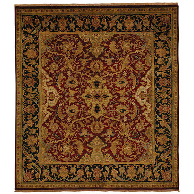 Polonaise Wool Oriental Area Rug in Burgundy/Black/Brown