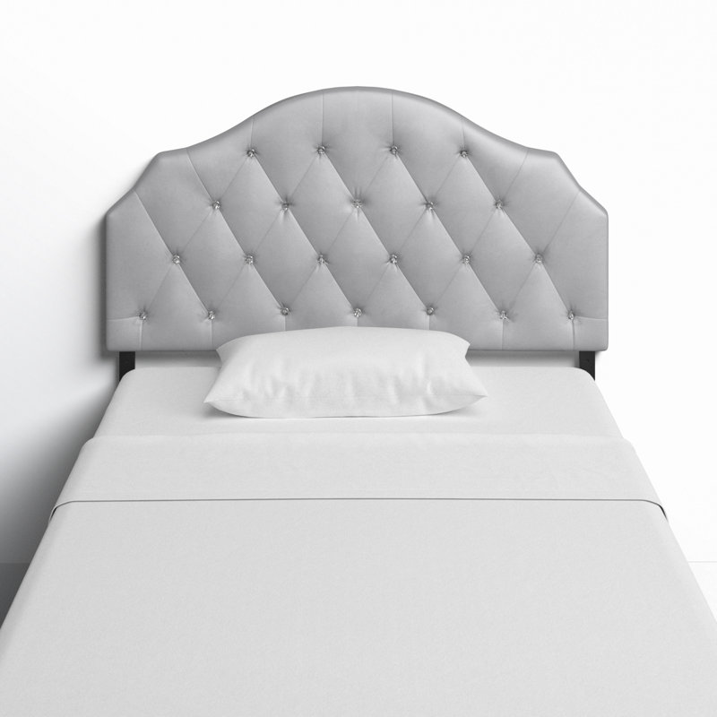 Tête de lit tapissier en velours Ameer, Double, Gris argenté