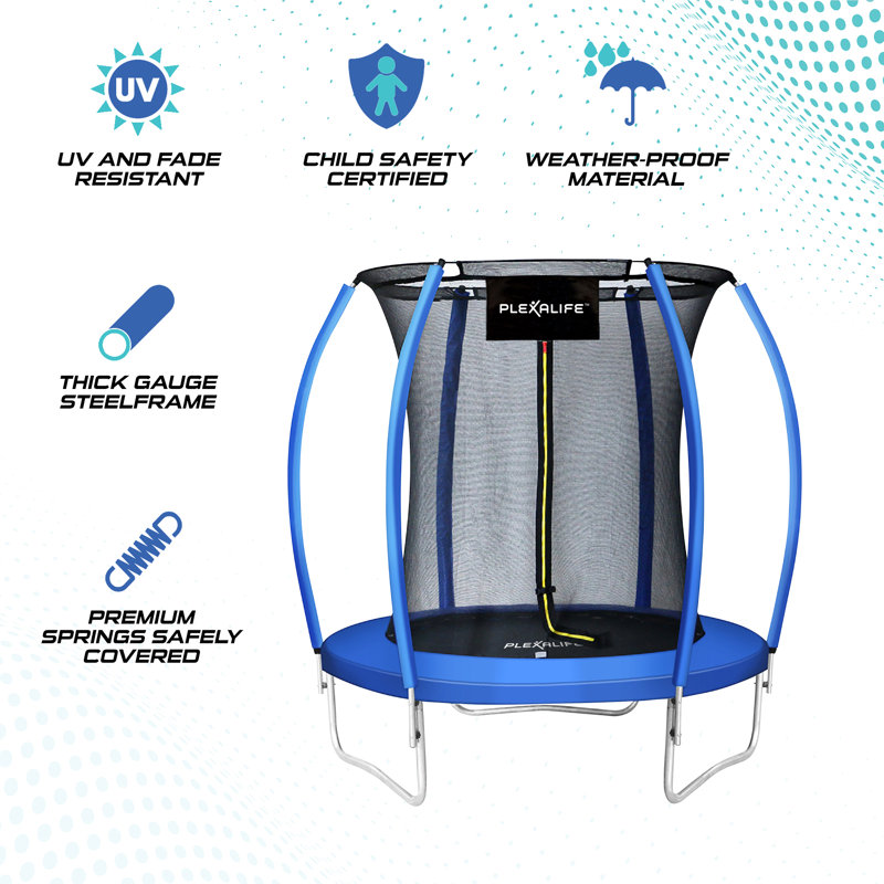 Ensemble de trampoline d'extérieur en forme de citrouille avec enceinte de sécurité haut de gamme Machrus Moxie, 6 pi, clair