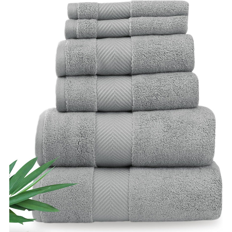 Ensemble de 6 serviettes en coton viscose zéro torsion en coton ultra doux et résistant aux odeurs OEKO-TEX