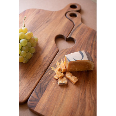Kalalou Rustic Wooden Cutting Boards with Heart 0.65" Tall – Set of 2