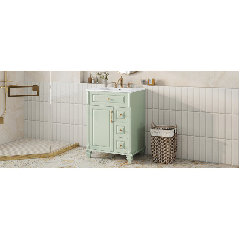 Meuble-lavabo 24 po avec lavabo, Vert