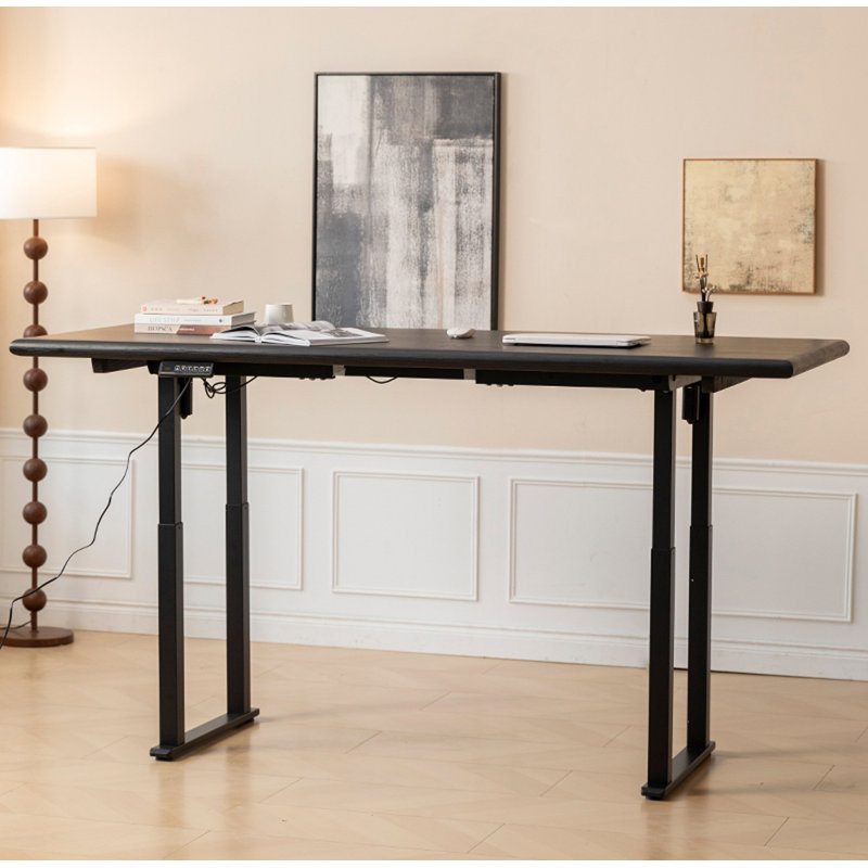 Bureau debout électrique réglable en bois massif, H 29,5 po x l 55,1 po x P 27,6 po