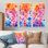 «Pink Blue Aquariums Bubbles I» - Ensemble de décorations murales aquariums