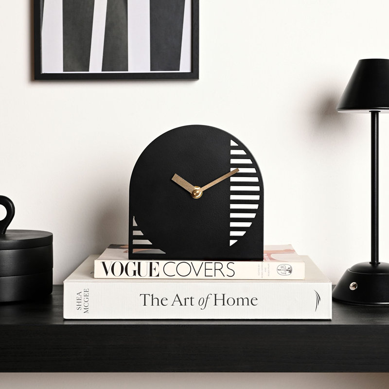 No Time Display Type Metal Quartz Movement / Crystal Tabletop Clock, Black/Gold