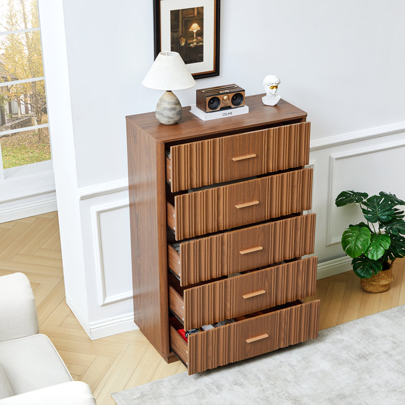 Commode à 5 tiroirs avec commode, Brun