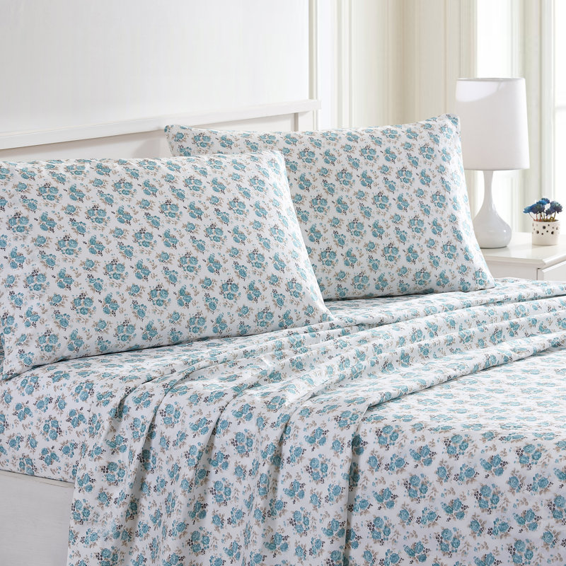 Ensemble de draps en microfibre 4 pièces Modern, King Sheet Set with 2 Pillowcases, Forever Rose Floral