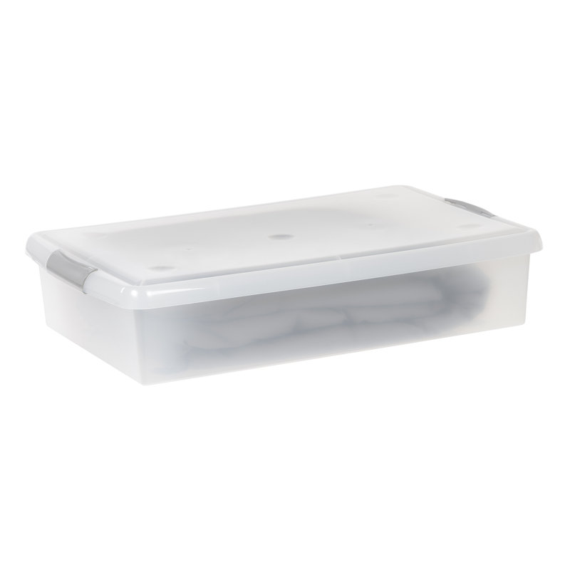 Clear 40qt Stackable Plastic Underbed Storage Box with Lid