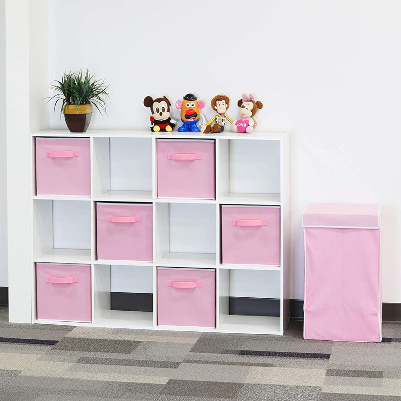 Ensemble de bacs de rangement en tissu, Rose